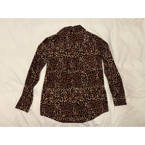 Nine West Petite XS Animal Print Women’s Long Sleeve Blouse Shirt Top NWT $40 - Picture 6 of 9